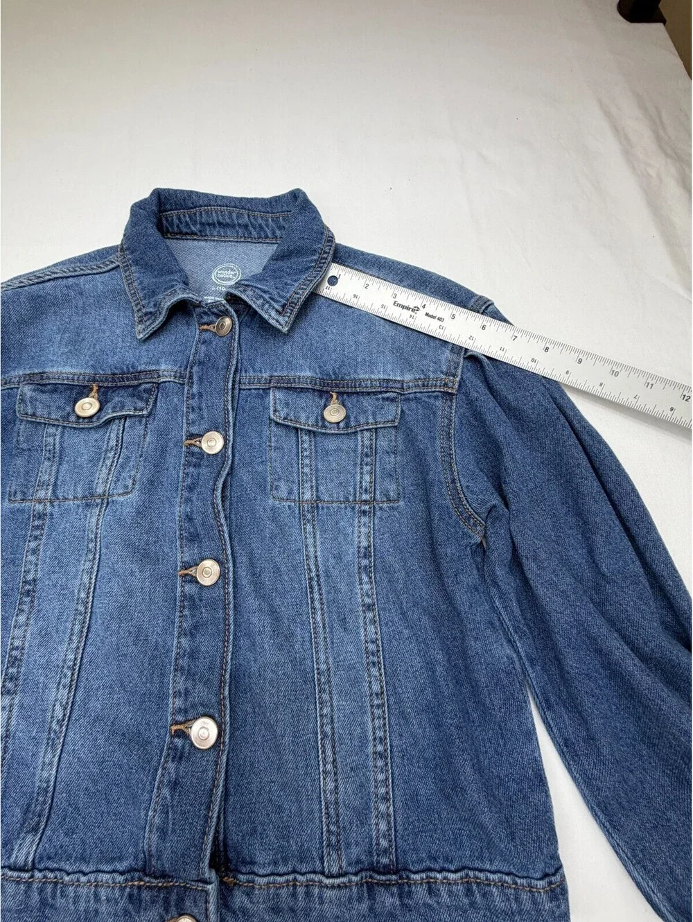 Wonder Nation Girl's Jacket Denim Pocket Collared Solid Button Size L Blue NWOT